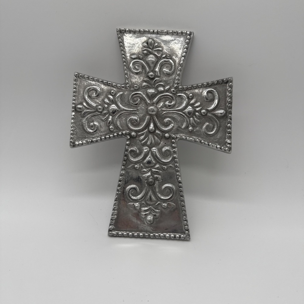 Pewter Wall Hanging Cross, 9"x7" Beautiful